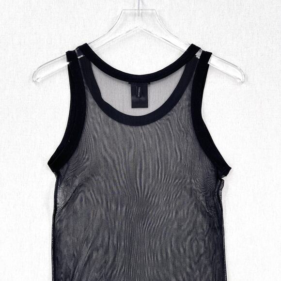 ANN DEMEULEMEESTER Sheer Mini Tank Dress Black 6 8 Black Silk Mesh Scoop Neck - Picture 5 of 15